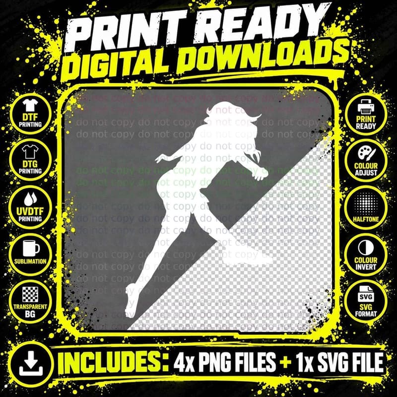 Football Player Silhouette Running Soccer T-Shirt Png SVG Digital Bundle