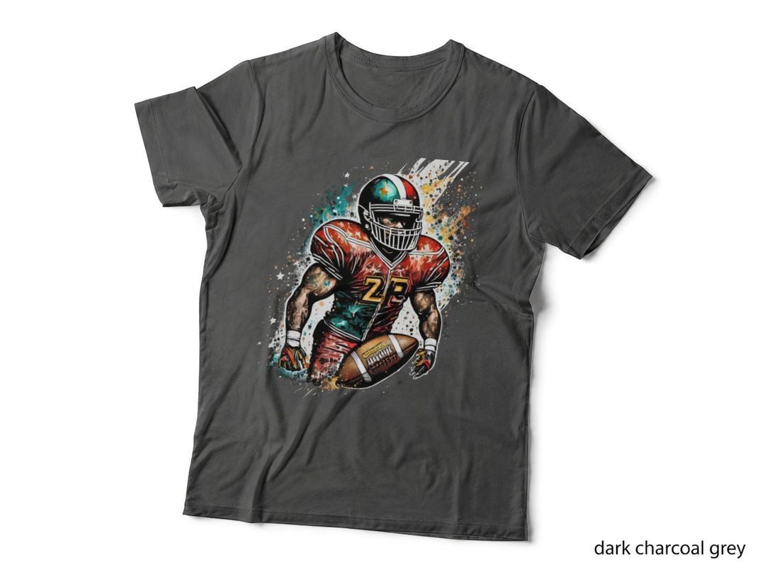 Football Player in Action with Splatter Effect Football Design T-Shirt