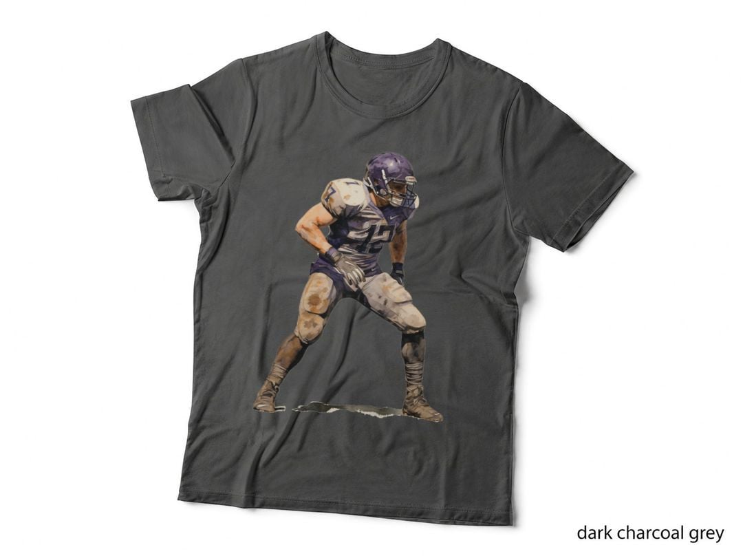 Football Player in Purple Uniform Football T-Shirt, Football Graphic Tee