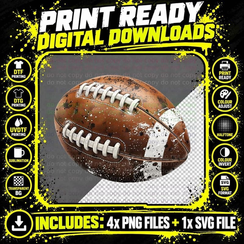 Football Splatter Art Football T-Shirt Png SVG Digital Bundle