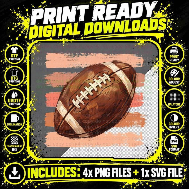 Football on Textured Background Football T-Shirt Png SVG Digital Bundle