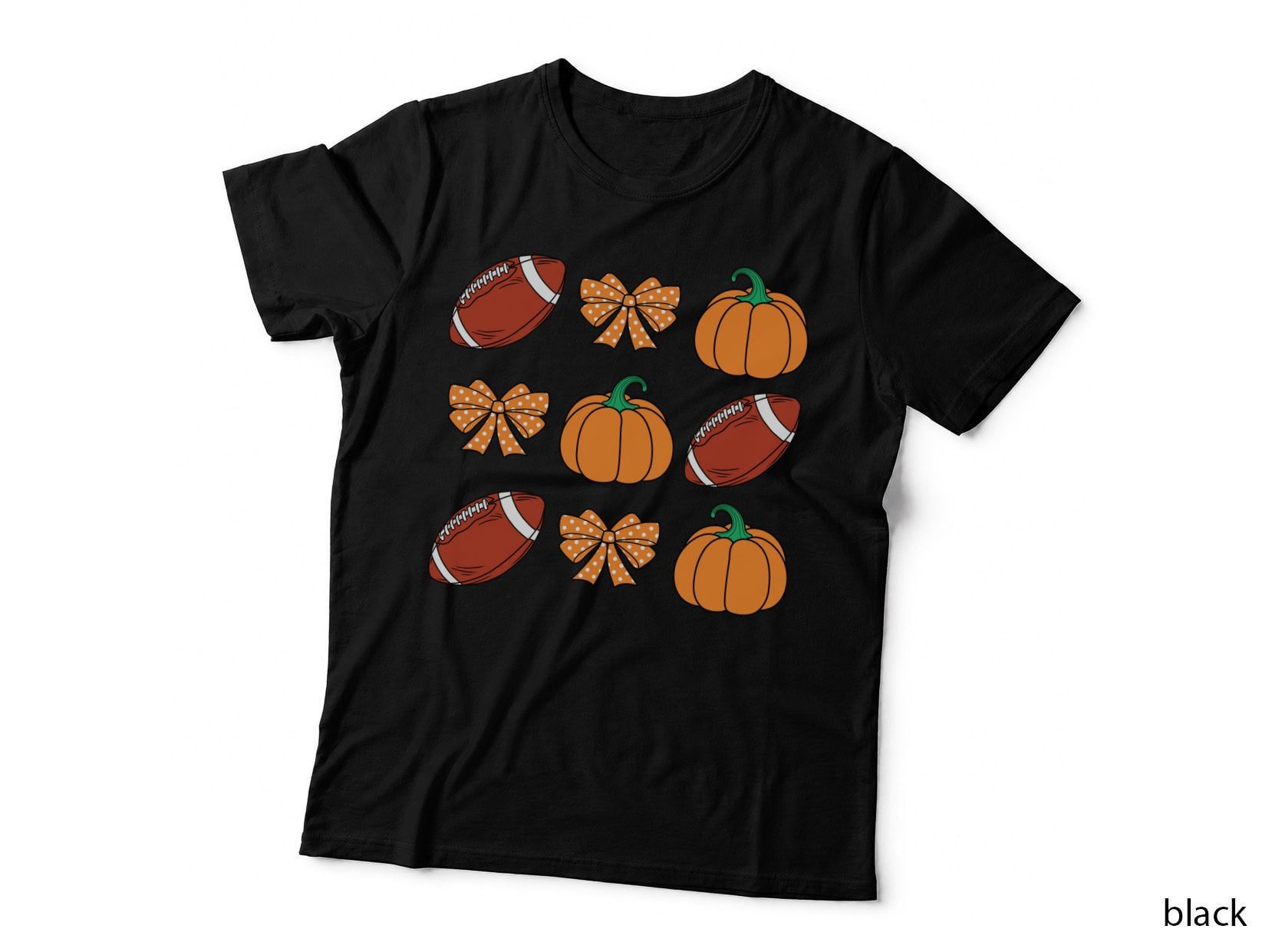 Footballs Bows Pumpkins Football T-Shirt, Football Graphic Tee