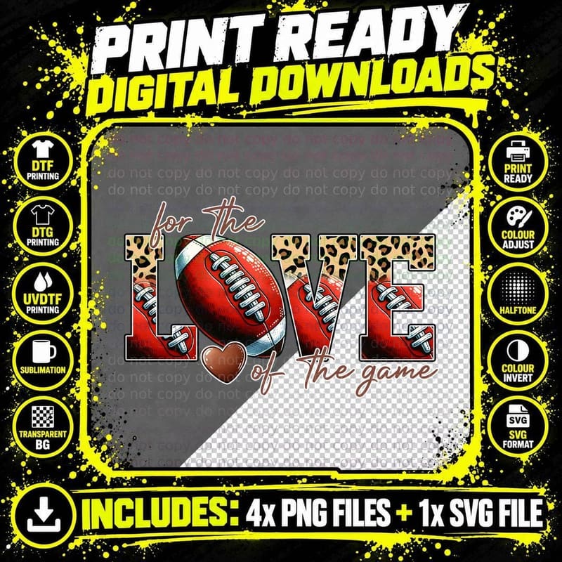 For the Love of the Game Football T-Shirt Png SVG Digital Bundle