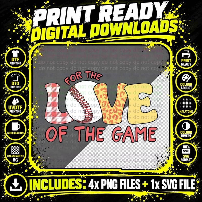 For the Love of the Game Softball T-Shirt Png SVG Digital Bundle