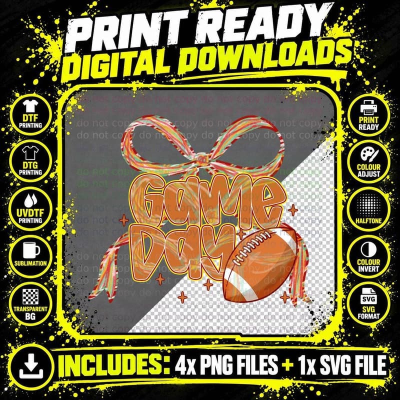 Game Day Football Design T-Shirt, Football Game Day Png SVG Digital Bundle