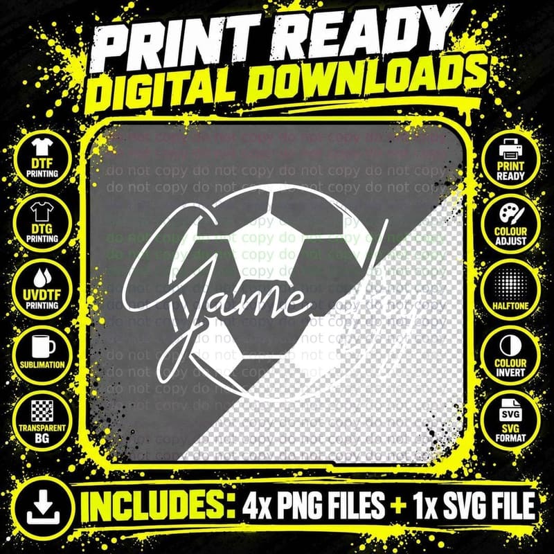 Game Day Soccer T-Shirt, Soccer Ball Graphic Tee Png SVG Digital Bundle