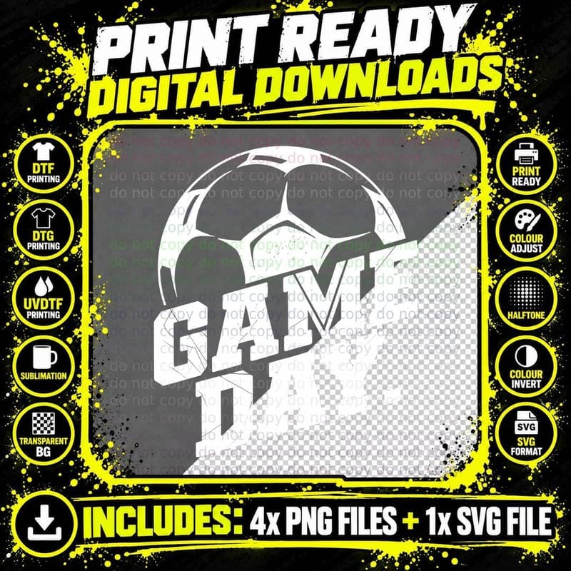 Game Day. Soccer T-Shirt, Soccer Ball Graphic Tee Png SVG Digital Bundle