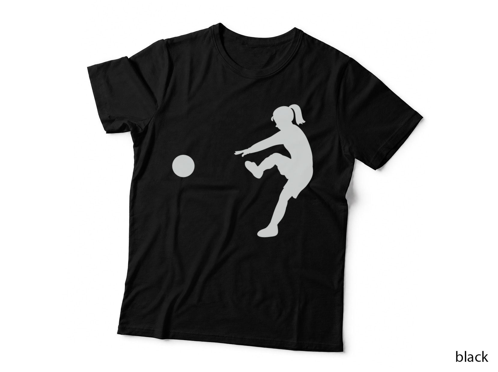 Girl Kicking Soccer Ball Silhouette Soccer T-Shirt, Soccer Graphic Tee