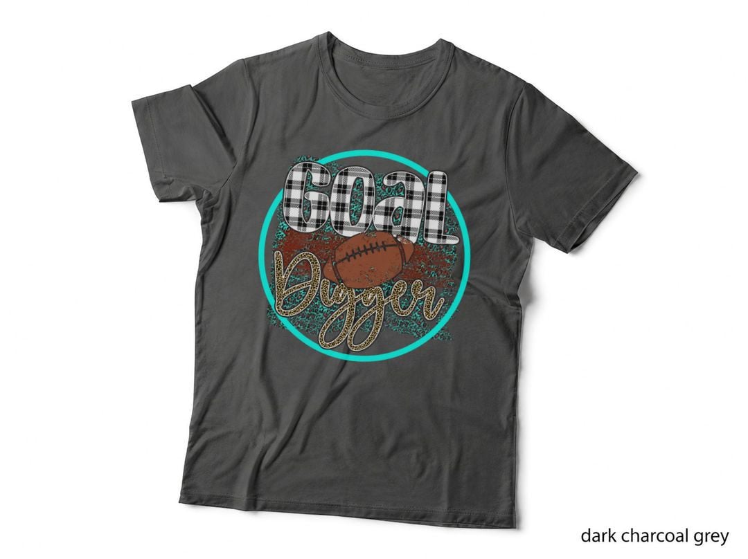 Goal Digger Football T-Shirt, Football-Themed Graphic with Plaid Graphic Tee
