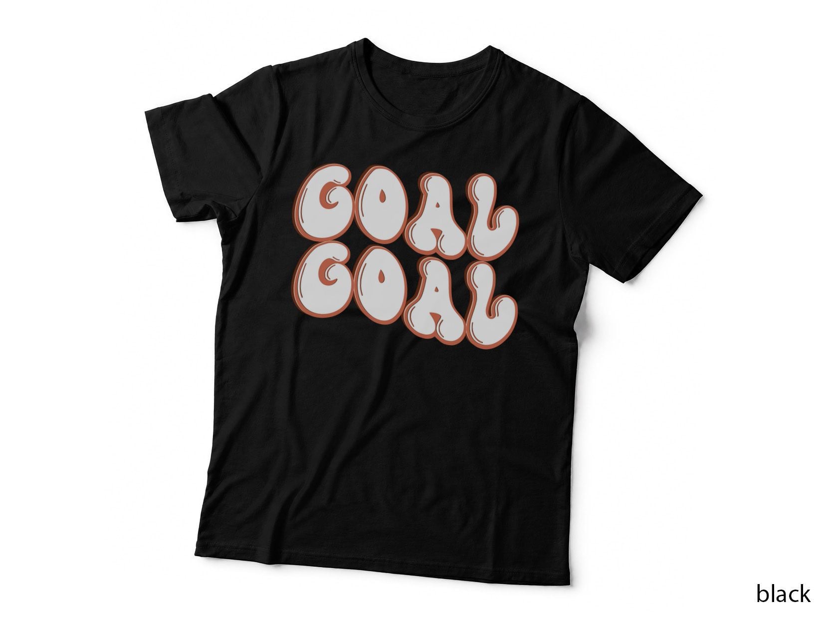 Goal Football T-Shirt, Bold Stylized Lettering on a T-Shirt Graphic Tee