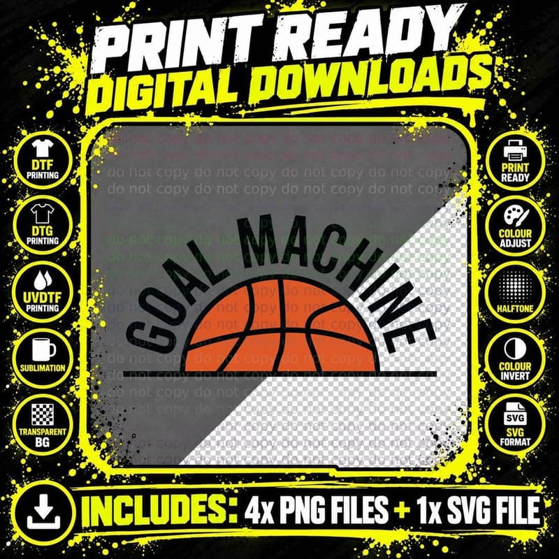 Goal Machine Basketball T-Shirt, Basketball Hoop Png SVG Digital Bundle