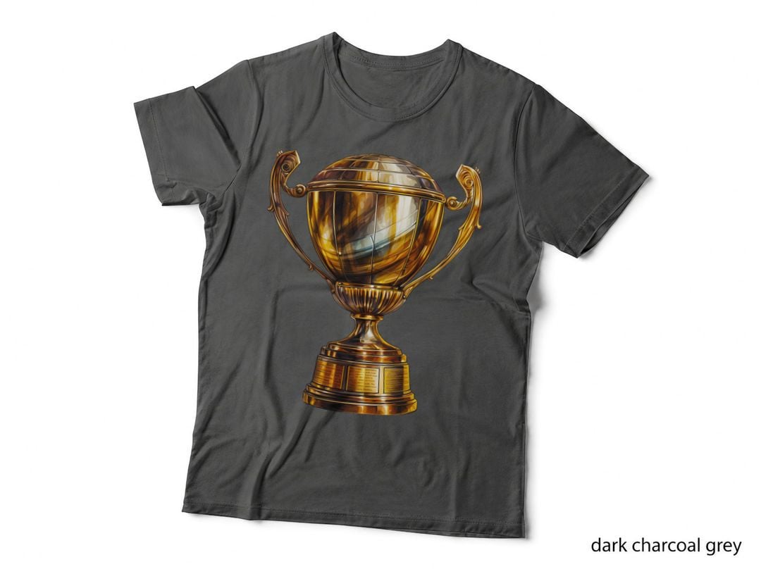 Golden Trophy on Plain Background Football T-Shirt, Football Graphic Tee