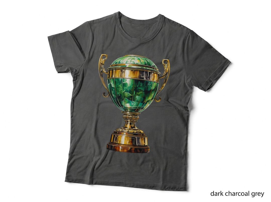 Green Trophy Cup Design Football T-Shirt, Football Graphic Tee