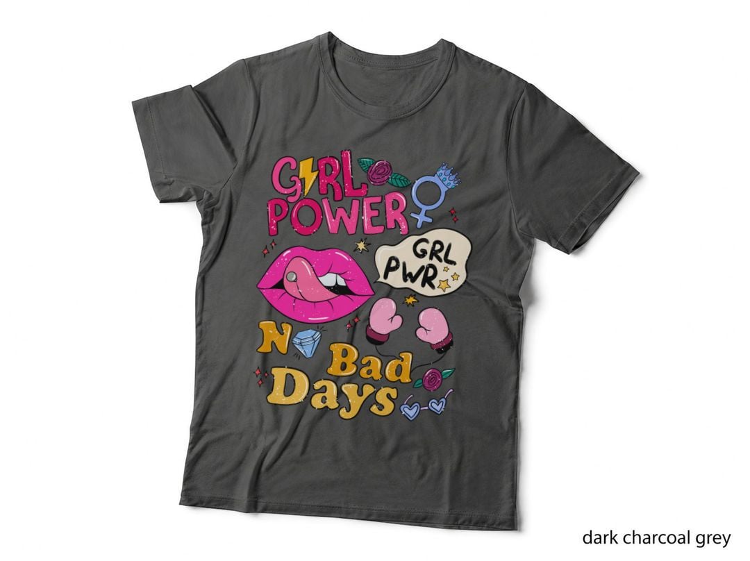 Grl Pwr No Bad Days Positive Quotes T-Shirt, Girl Power Lips Boxing Gloves