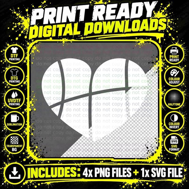 Heart-Shaped Window Grid Pattern Basketball T-Shirt Png SVG Digital Bundle