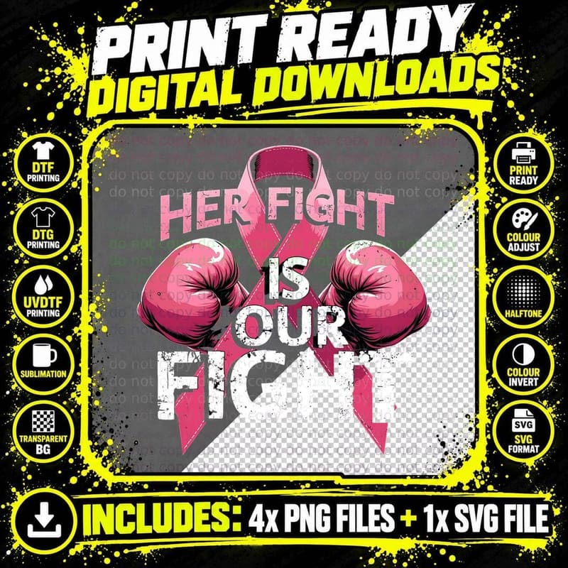 Her Fight Is Our Fight Boxing T-Shirt Png SVG Digital Bundle