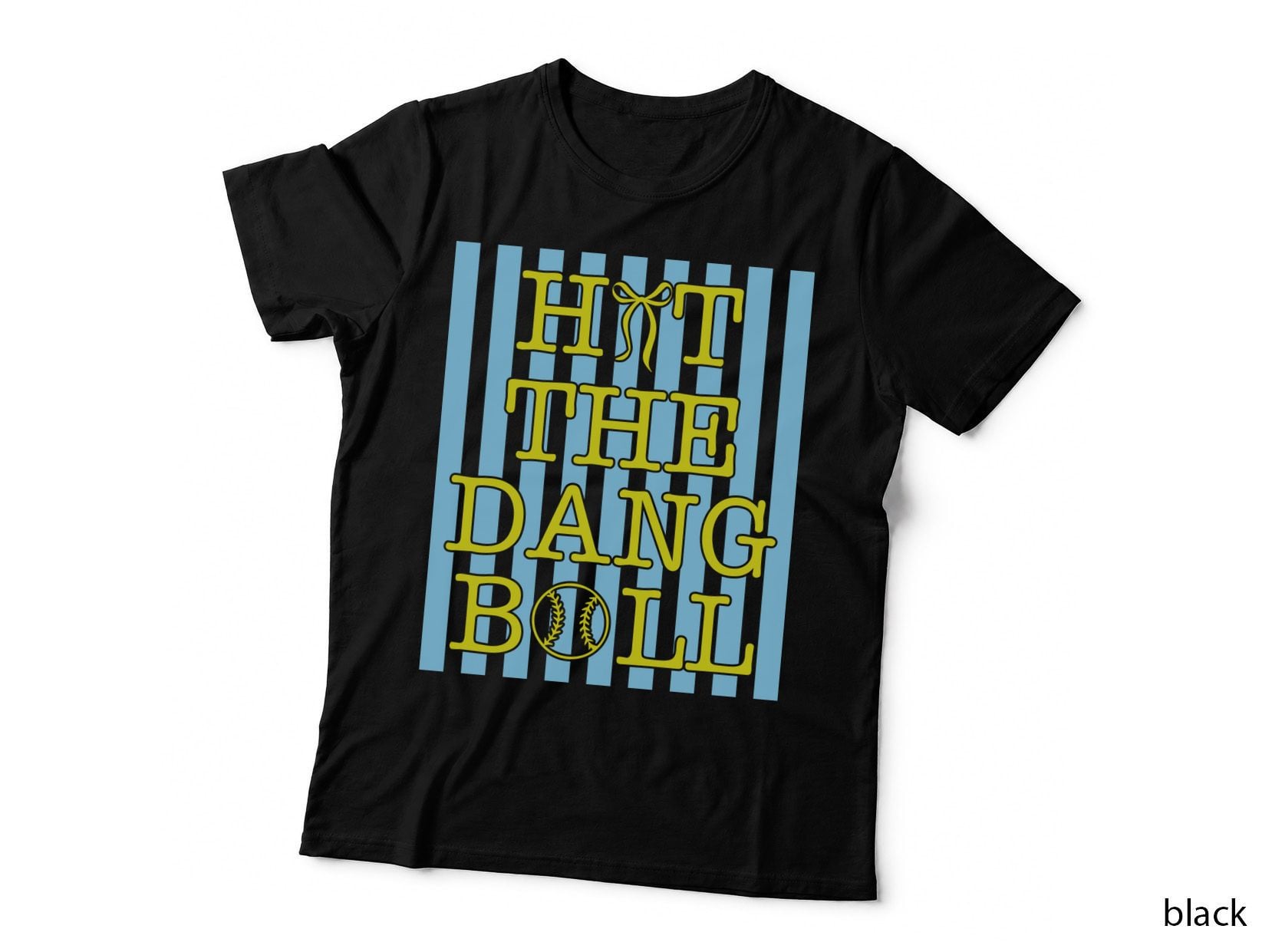 Hit the Dang Boll Funny Mama T-Shirt, Baseball-Themed Graphic with Stripes