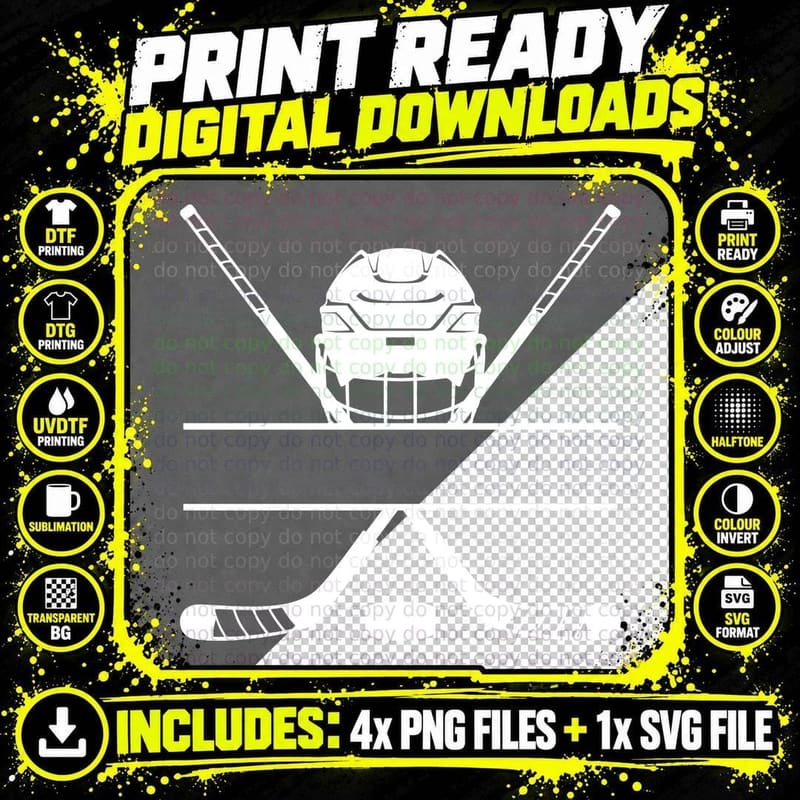 Hockey Gear Silhouette Hockey Design T-Shirt Png SVG Digital Bundle