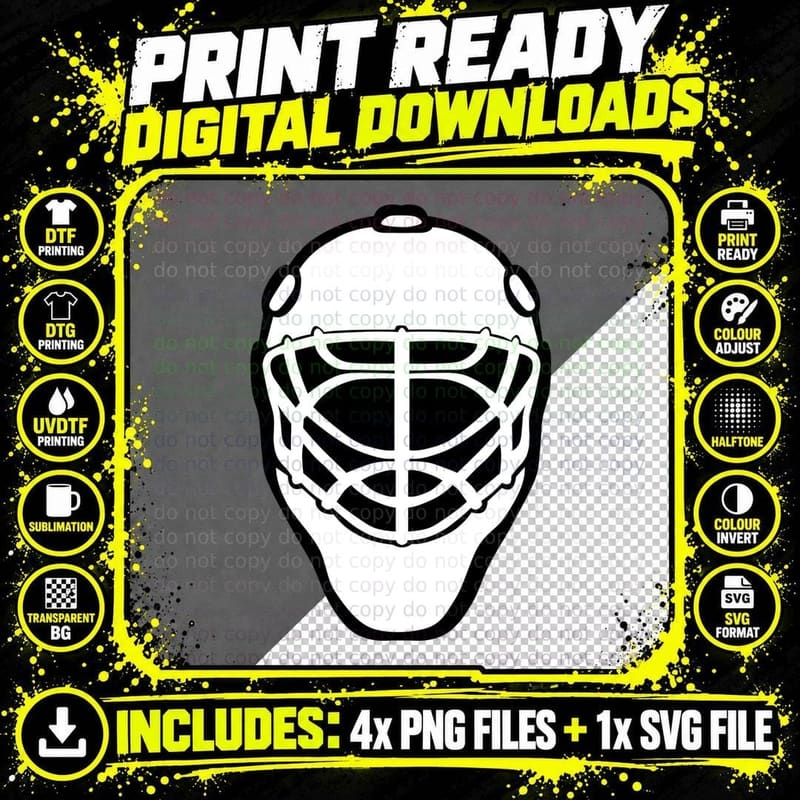 Hockey Goalie Mask Outline Hockey T-Shirt Png SVG Digital Bundle