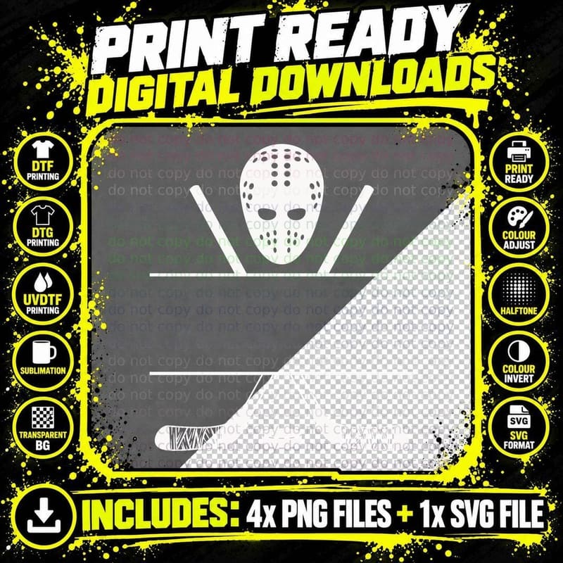 Hockey Goalie Mask with Sticks Hockey T-Shirt Png SVG Digital Bundle