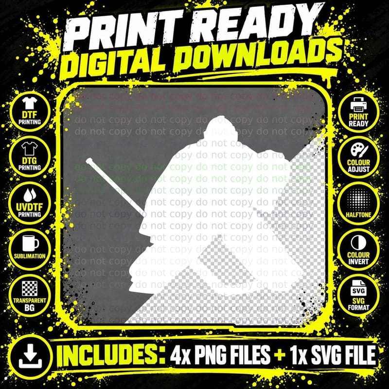 Hockey Goalie Silhouette Hockey Art T-Shirt Png SVG Digital Bundle