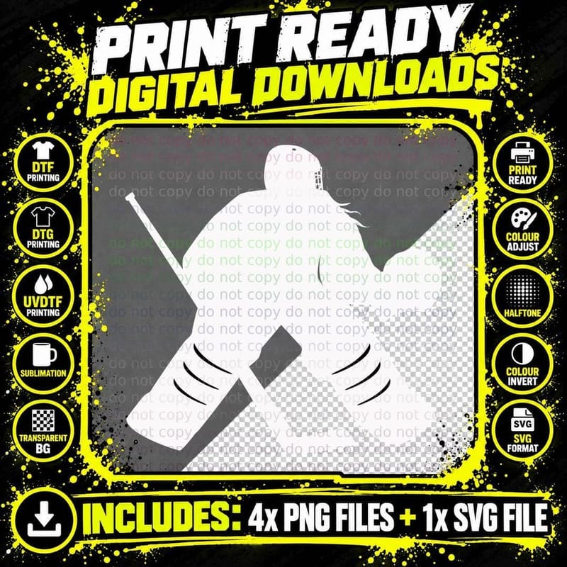 Hockey Goalie Silhouette Hockey T-Shirt Png SVG Digital Bundle