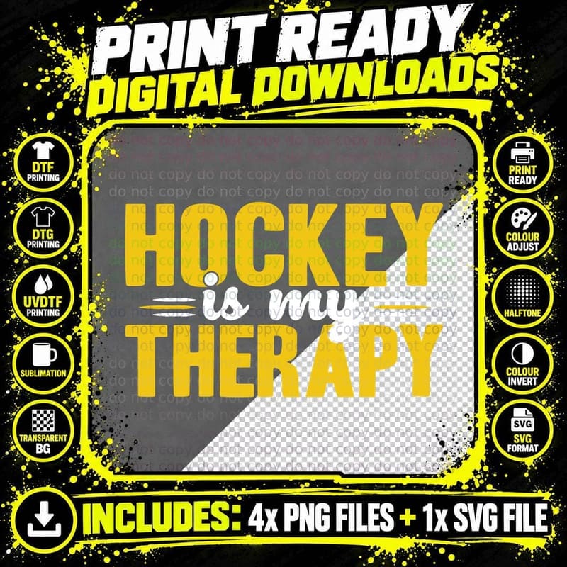 Hockey Is My Therapy Hockey T-Shirt Png SVG Digital Bundle