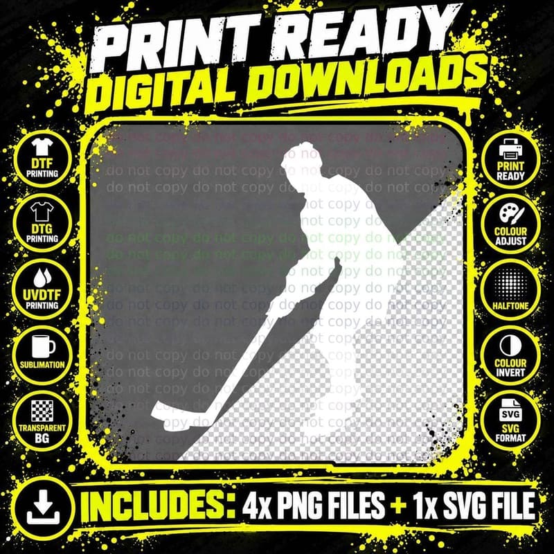 Hockey Player Silhouette Hockey Edition T-Shirt Png SVG Digital Bundle