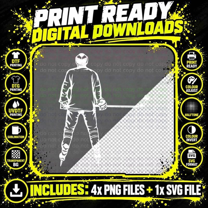 Hockey Player Silhouette Hockey Graphic T-Shirt Png SVG Digital Bundle