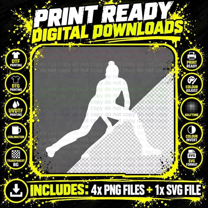 Hockey Player Silhouette Hockey T-Shirt Png SVG Digital Bundle