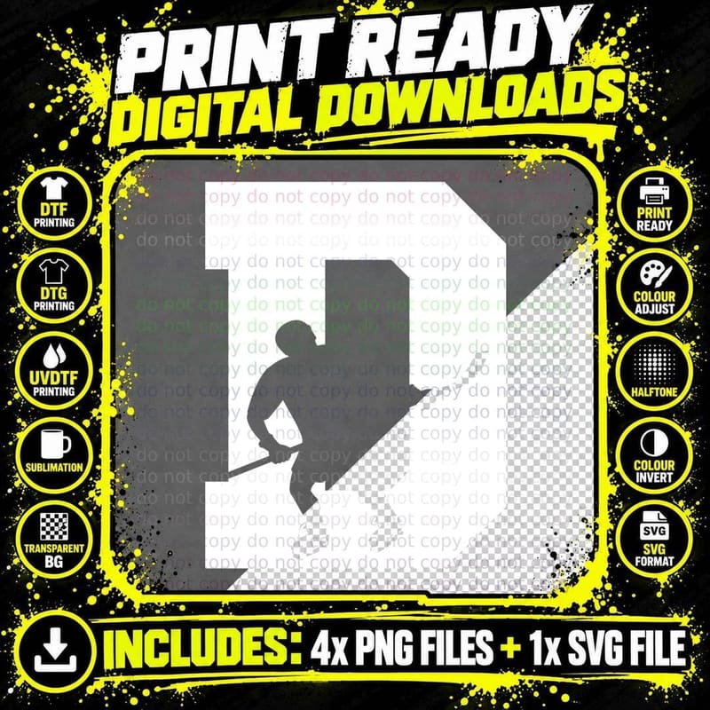 Hockey Player Silhouette Inside Letter D Hockey T-Shirt Png SVG Digital Bundle
