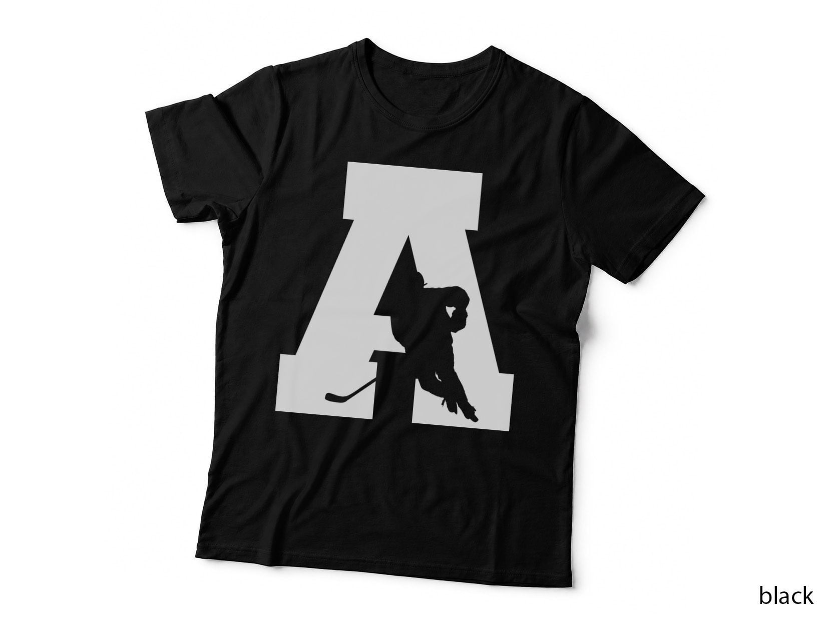 Hockey Player Silhouette Inside Letter a Hockey T-Shirt, Hockey Graphic Tee