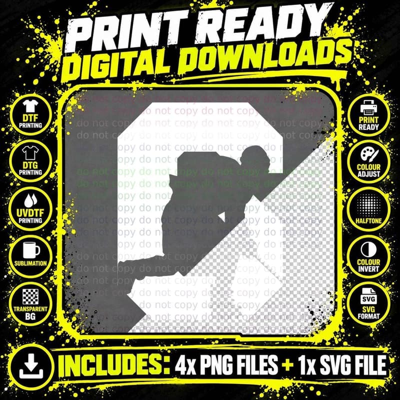 Hockey Player Silhouette in Letter C Hockey T-Shirt Png SVG Digital Bundle