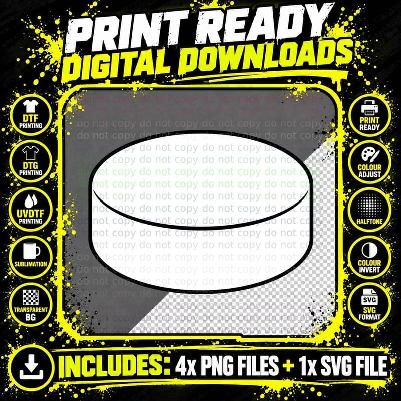 Hockey Puck Outline Hockey T-Shirt, Hockey Graphic Tee Png SVG Digital Bundle