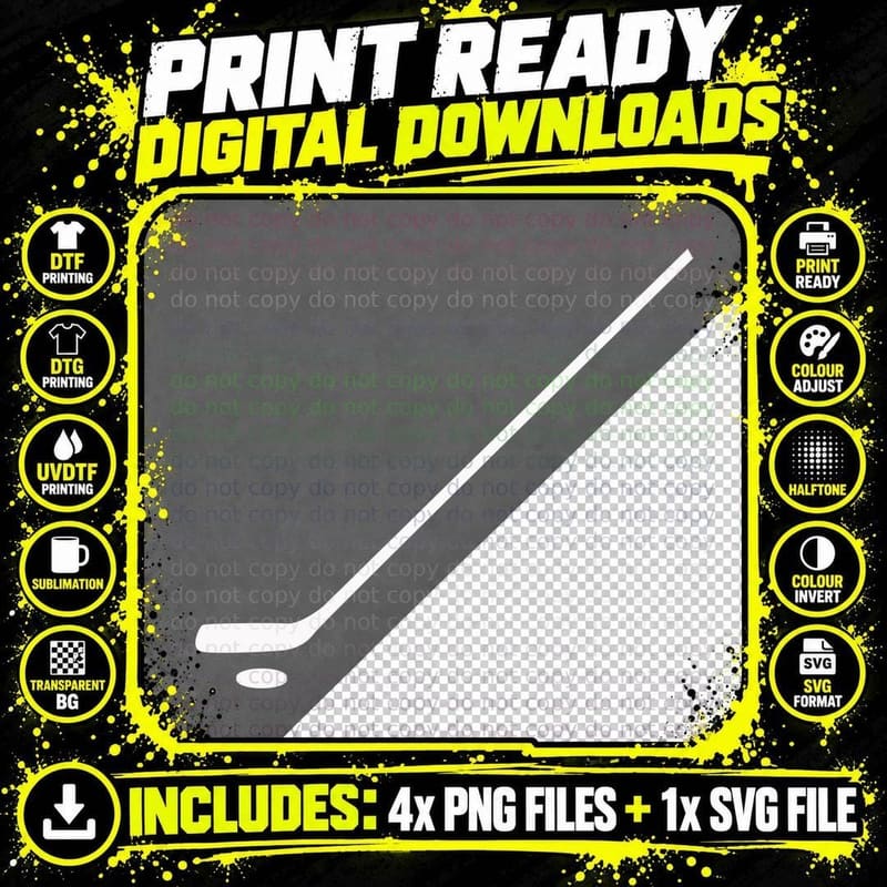 Hockey Stick Hitting Puck Hockey T-Shirt Png SVG Digital Bundle