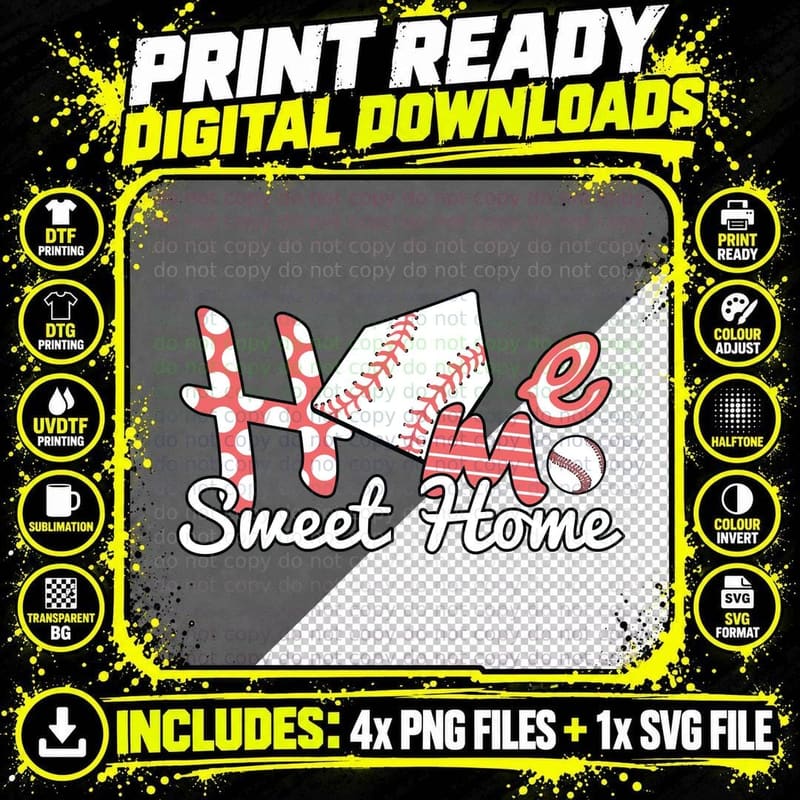 Home Sweet Home Softball T-Shirt, Baseball-Themed Home Png SVG Digital Bundle