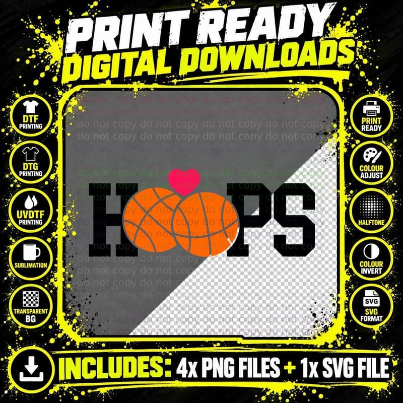 Hops Basketball T-Shirt, Basketball Hearts Graphic Tee Png SVG Digital Bundle