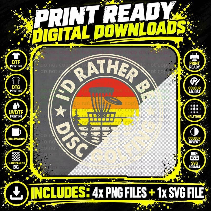 I'd Rather Be Disc Golfing Disc Golf T-Shirt Png SVG Digital Bundle