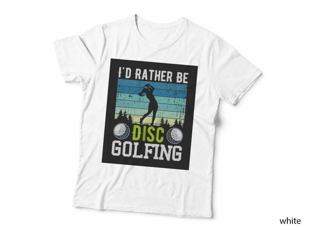 I'd Rather Be Disc Golfing Disc Golf T-Shirt, Golfer Swinging Disc Golf Graphic