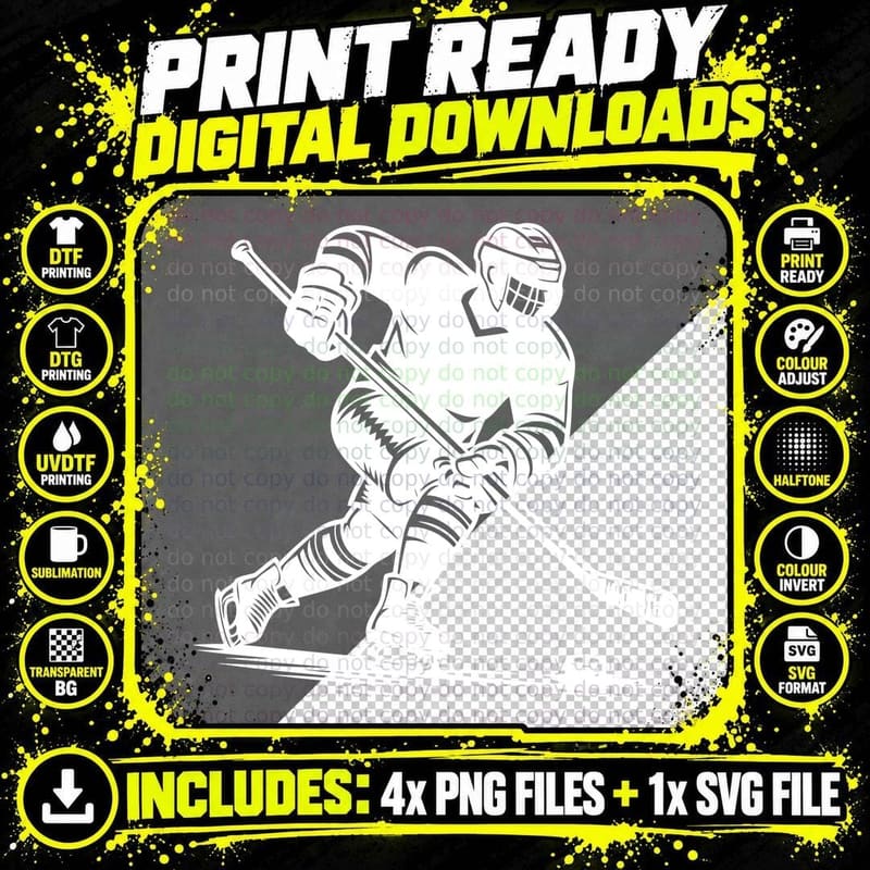 Ice Hockey Player Ready to Score Hockey T-Shirt Png SVG Digital Bundle
