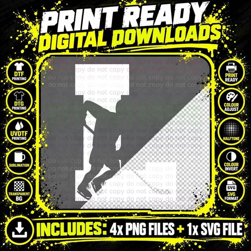 Ice Hockey Player Silhouette Hockey Design T-Shirt Png SVG Digital Bundle