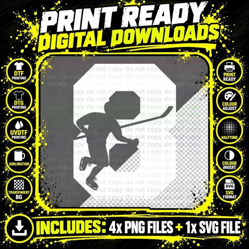 Ice Hockey Player Silhouette Hockey T-Shirt Png SVG Digital Bundle