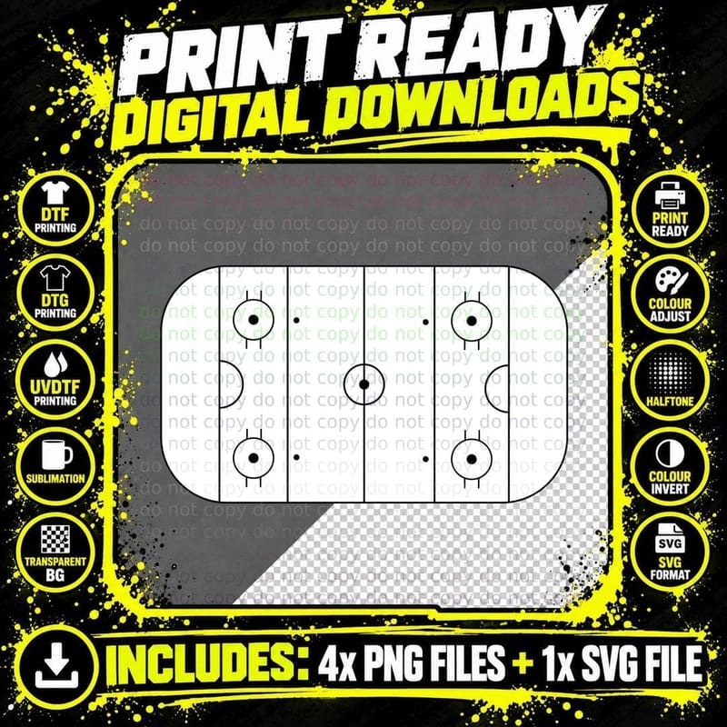 Ice Hockey Rink Top View Hockey T-Shirt Png SVG Digital Bundle