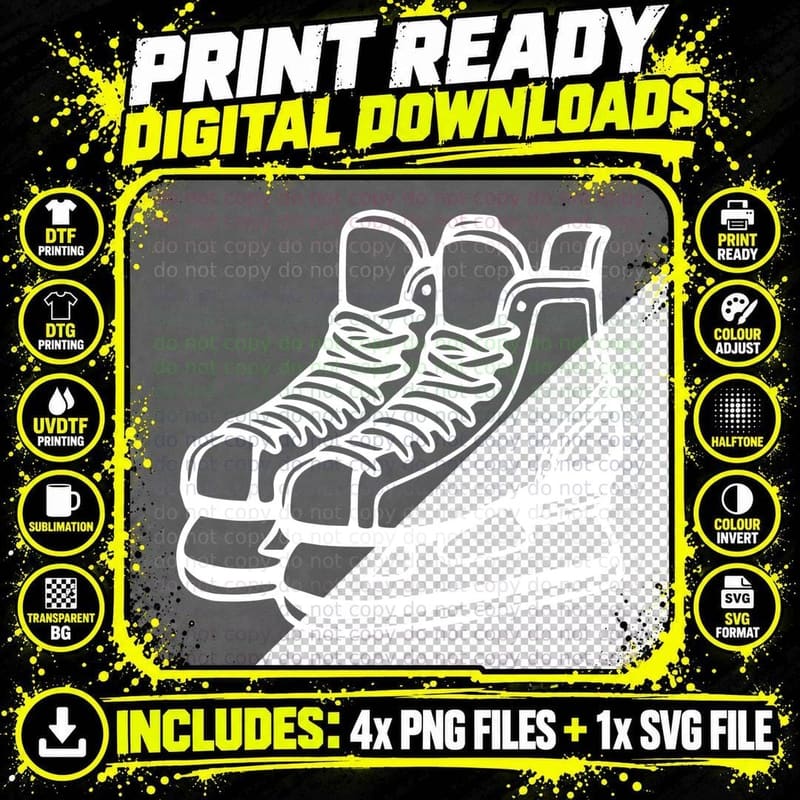 Ice Skates Hockey T-Shirt, Hockey Graphic Tee Png SVG Digital Bundle