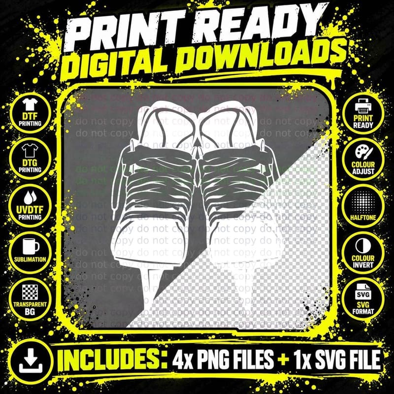 Ice Skates Hockey T-Shirt, Hockey Graphic Tee Png SVG Digital Bundle