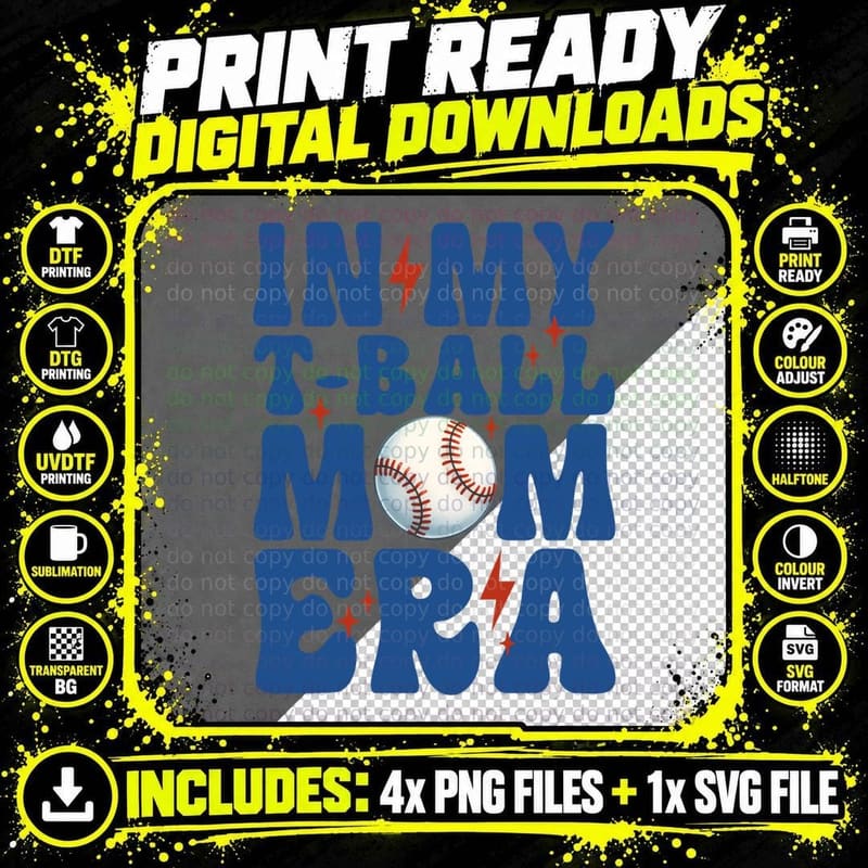 In My T-Ball Mom Era Softball T-Shirt Png SVG Digital Bundle