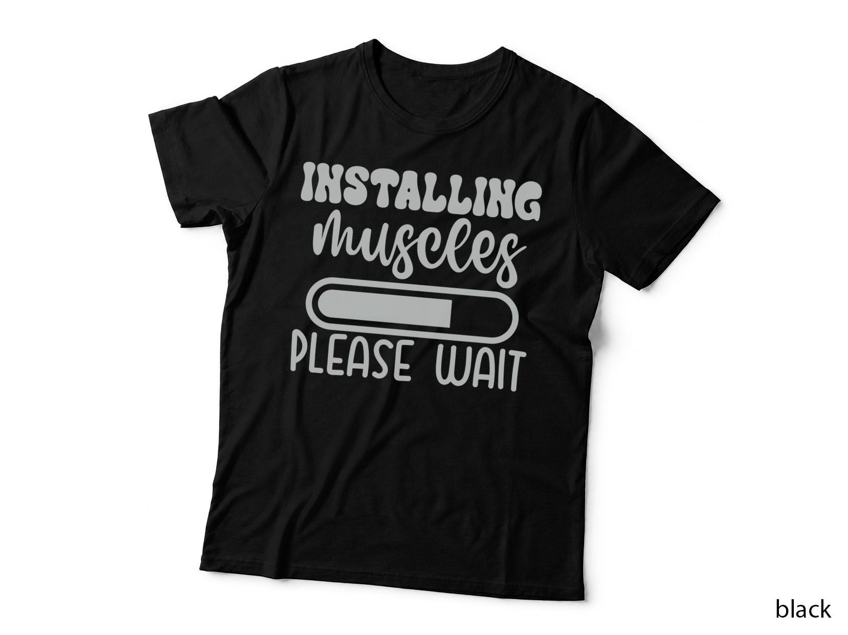 Installing Muscles Please Wait Soccer T-Shirt, Fitness Humor Graphic