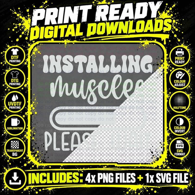 Installing Muscles Please Wait Soccer T-Shirt Png SVG Digital Bundle