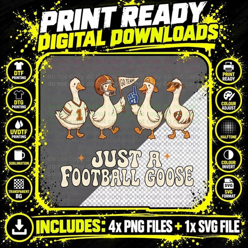 Just a Football Goose Football T-Shirt Png SVG Digital Bundle