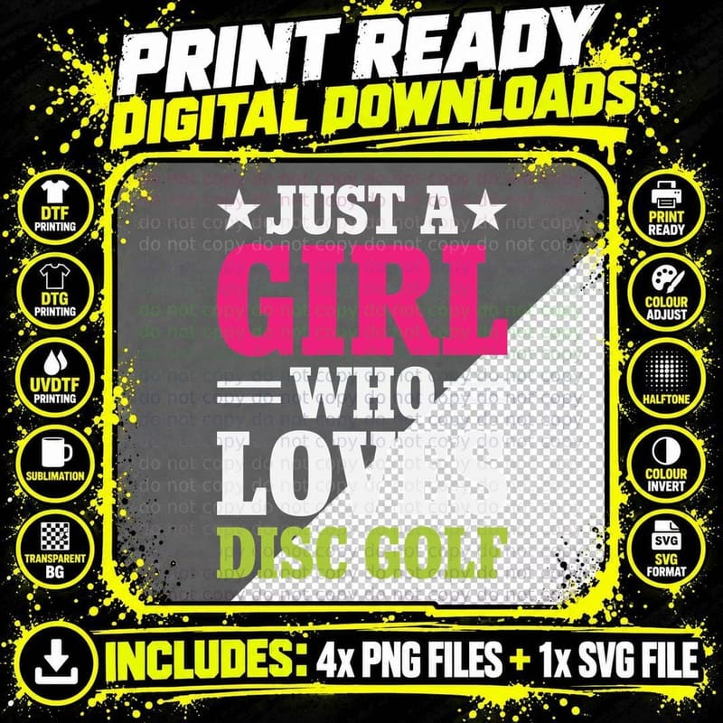 Just a Girl Who Loves Disc Golf Disc Golf T-Shirt Png SVG Digital Bundle